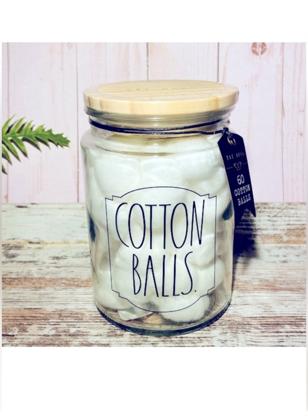 Rae Dunn Cotton Balls jar